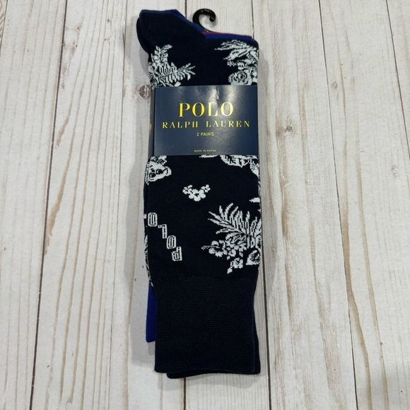 Polo Ralph Lauren 2 pairs of socks Hawaiian Stripes Shoe‎ Sizes 6-12.5 Men - Picture 1 of 5